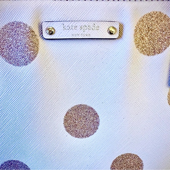 Kate Spade Haven Lane Hani Plum Dawn Glitter Polka Dots Tote - Picture 2 of 10
